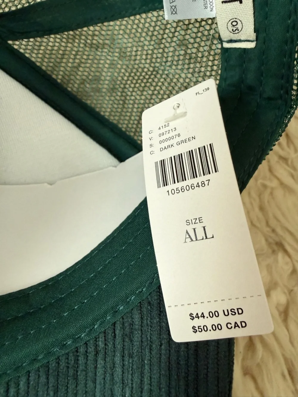 Anthropologie Worn/West Chalet Corduroy Trucker Hat - Dark Green - Picture 7 of 7